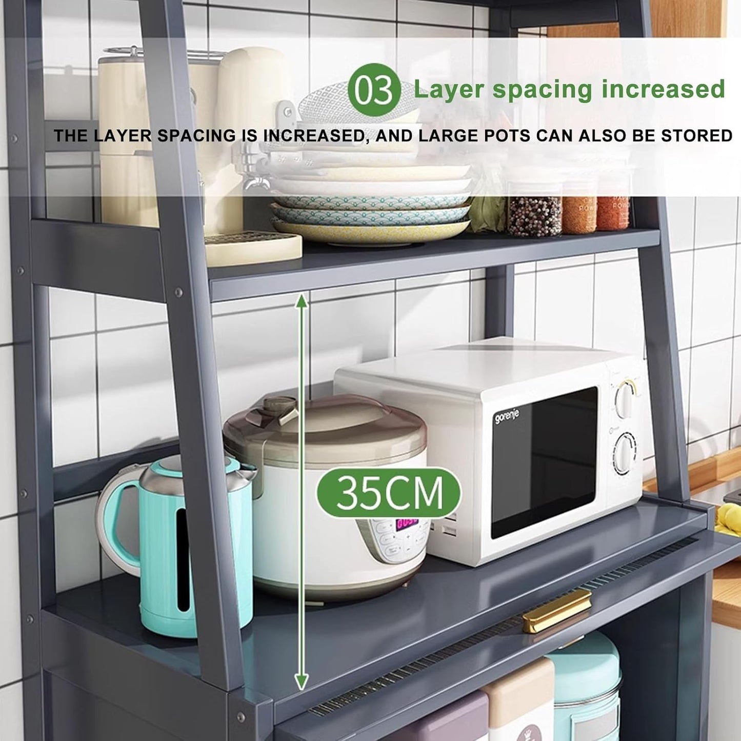 Kitchen Storage Rack with Transparent Door Shelves