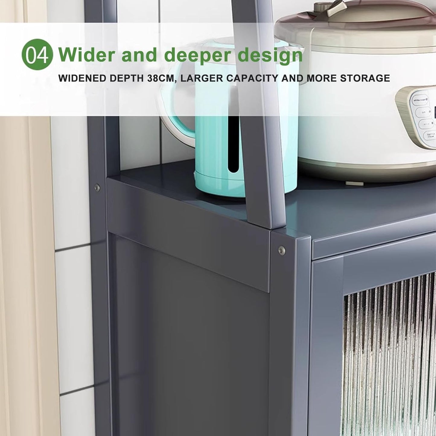 Kitchen Storage Rack with Transparent Door Shelves
