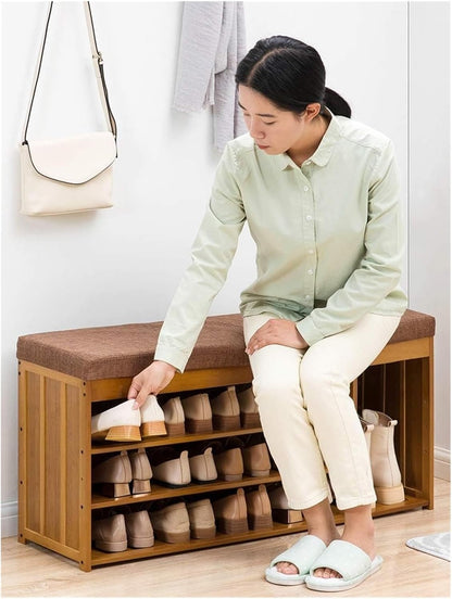 Modern Bamboo Shoe Storage Bench