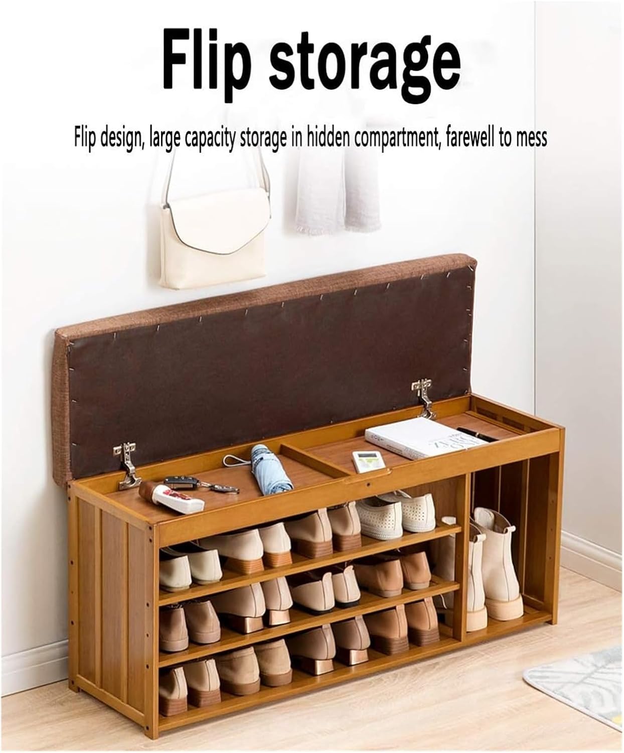Modern Bamboo Shoe Storage Bench