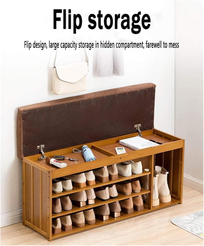 Modern Bamboo Shoe Storage Bench