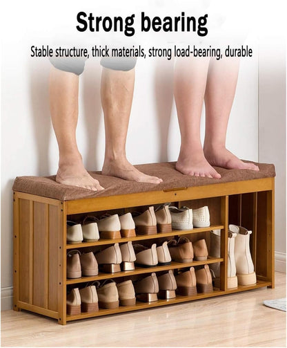 Modern Bamboo Shoe Storage Bench