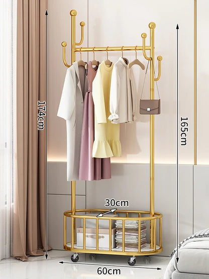 3-in-1 Rolling Light Luxury Metal Hanger Clothes Rack  with Wheels