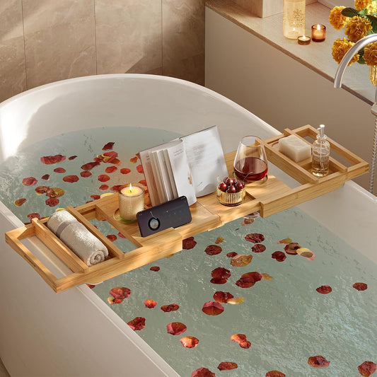 SONGMICS Bamboo Bath Tray
