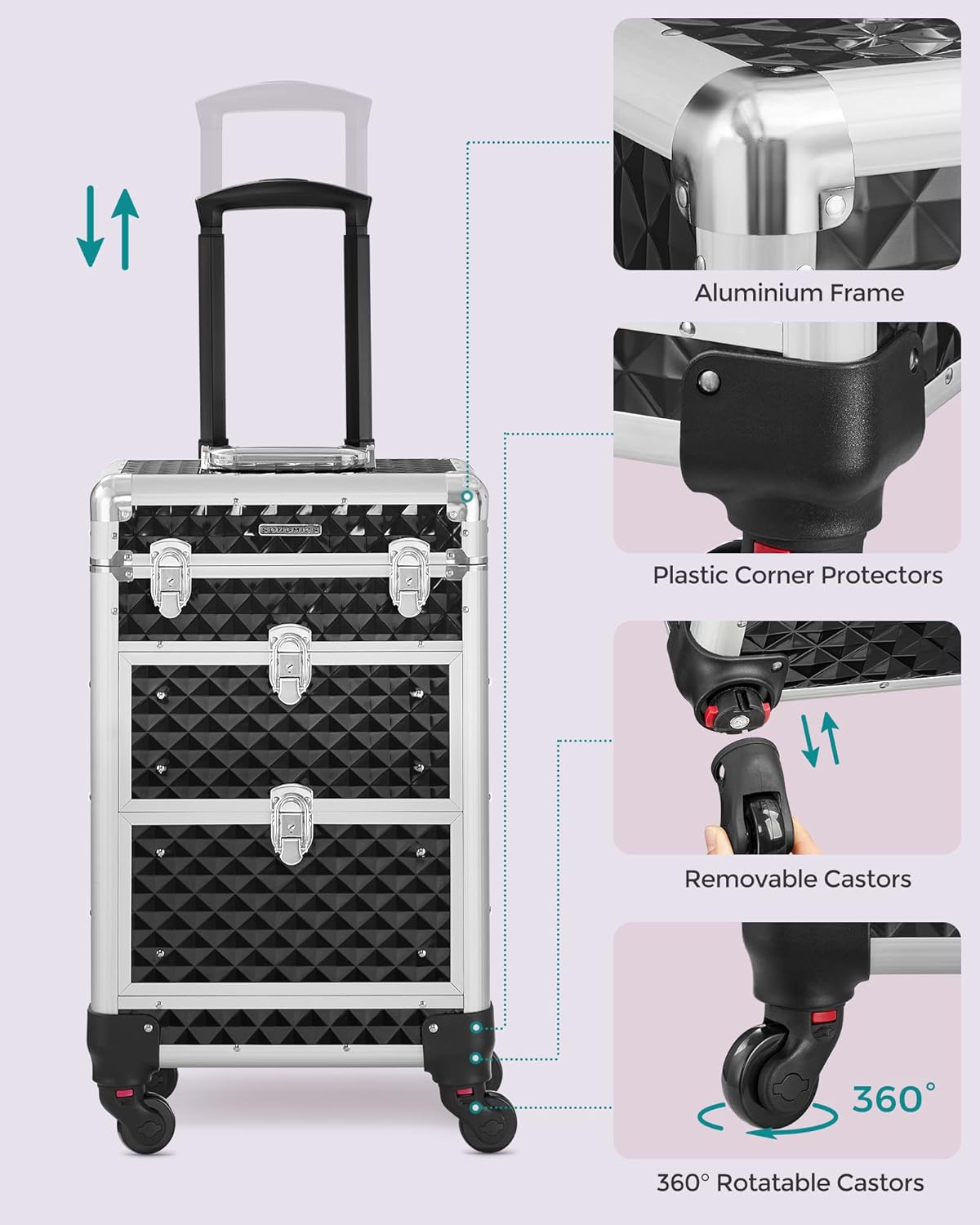 SONGMICS Cosmetic Case Trolley