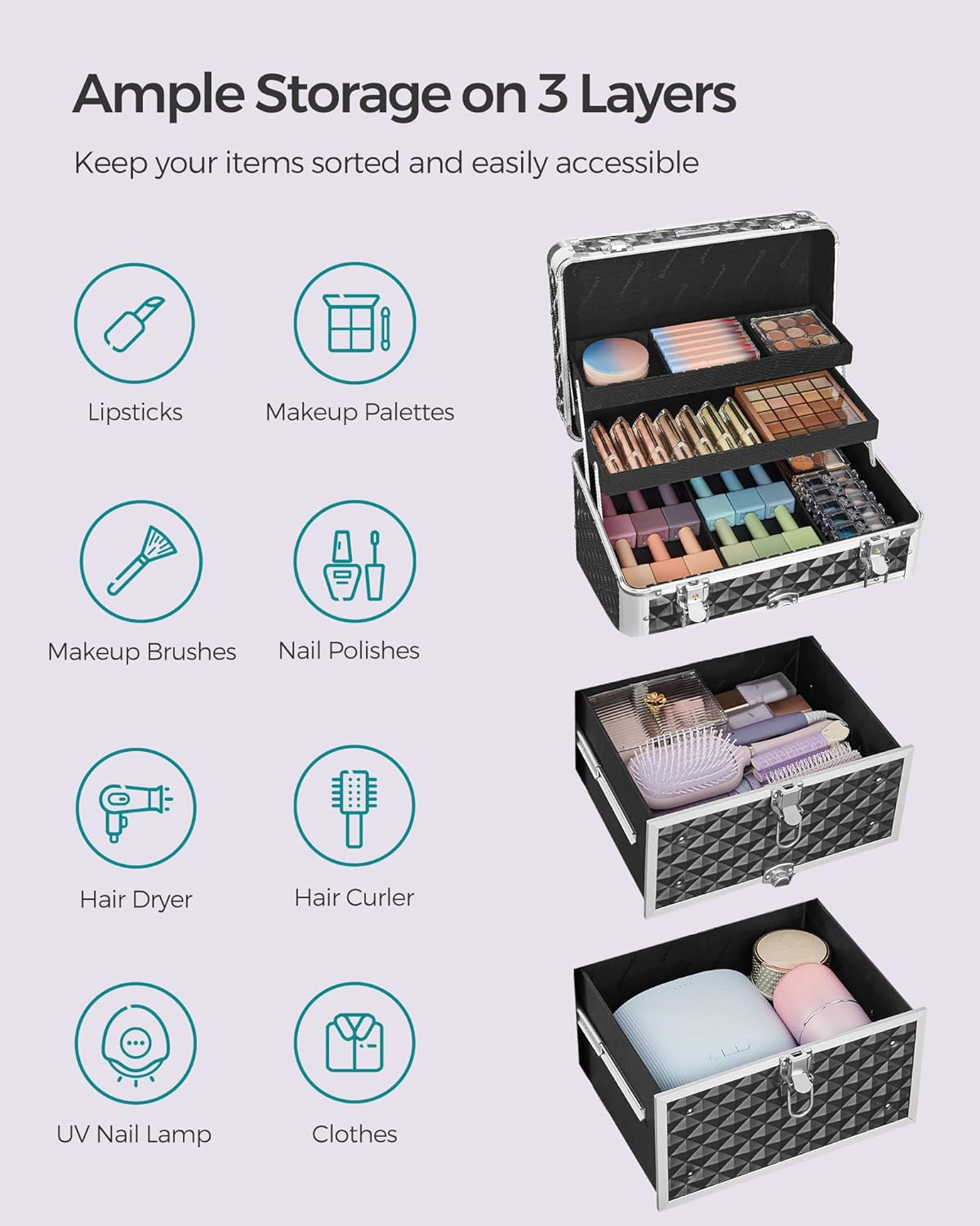 SONGMICS Cosmetic Case Trolley