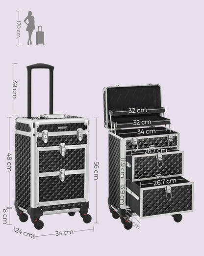 SONGMICS Cosmetic Case Trolley