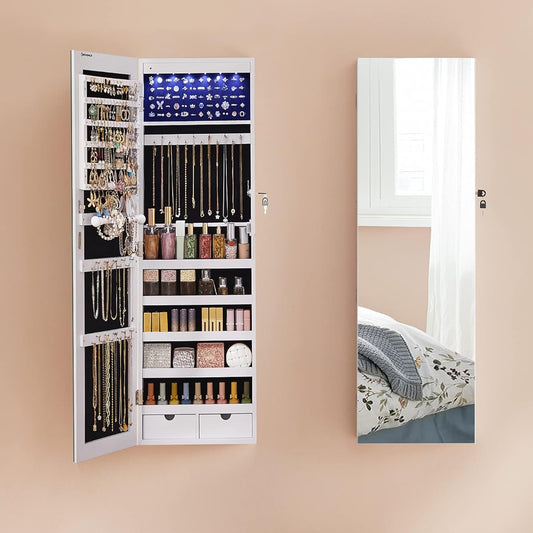 SONGMICS Frameless Mirrored Jewellery Cabinet