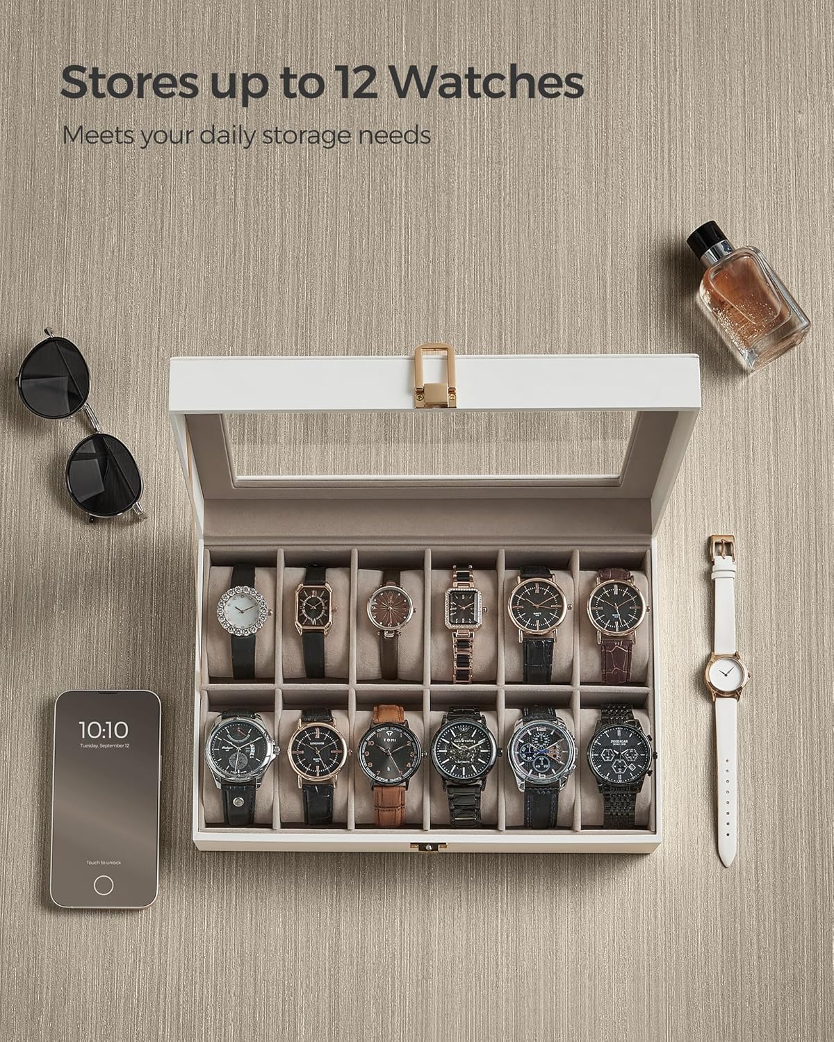 SONGMICS Watch Box with 12 Slots