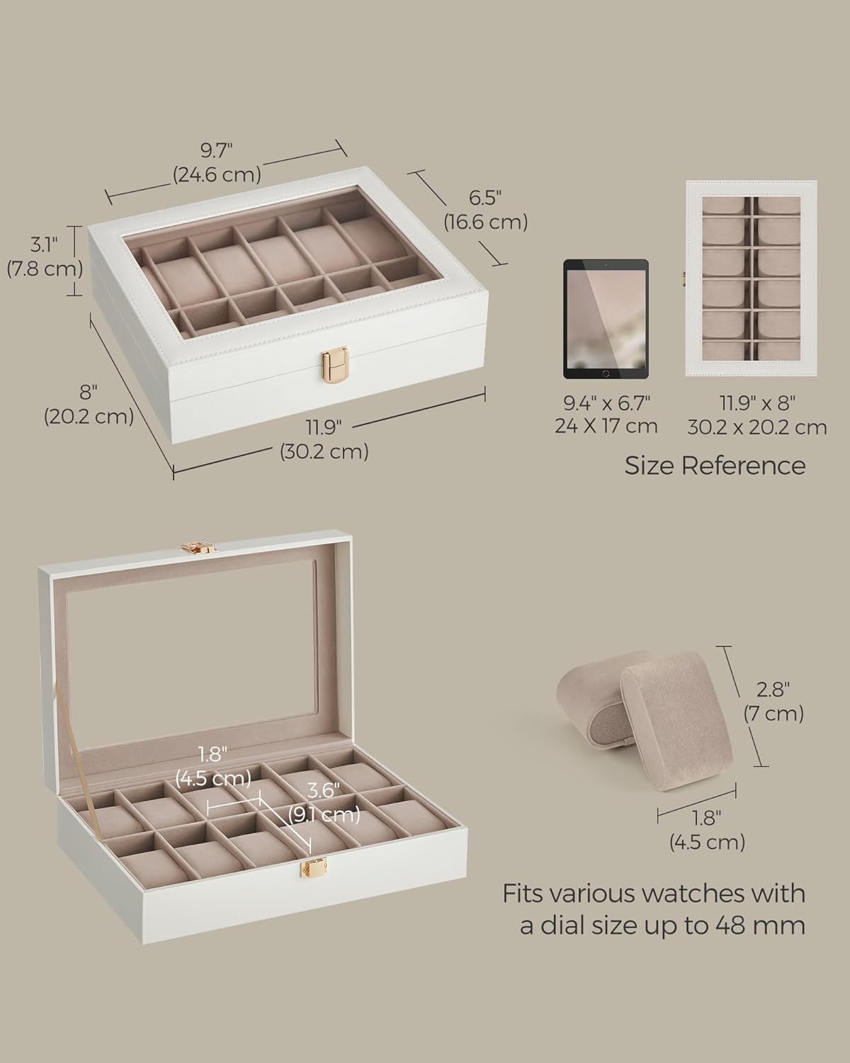 SONGMICS Watch Box with 12 Slots