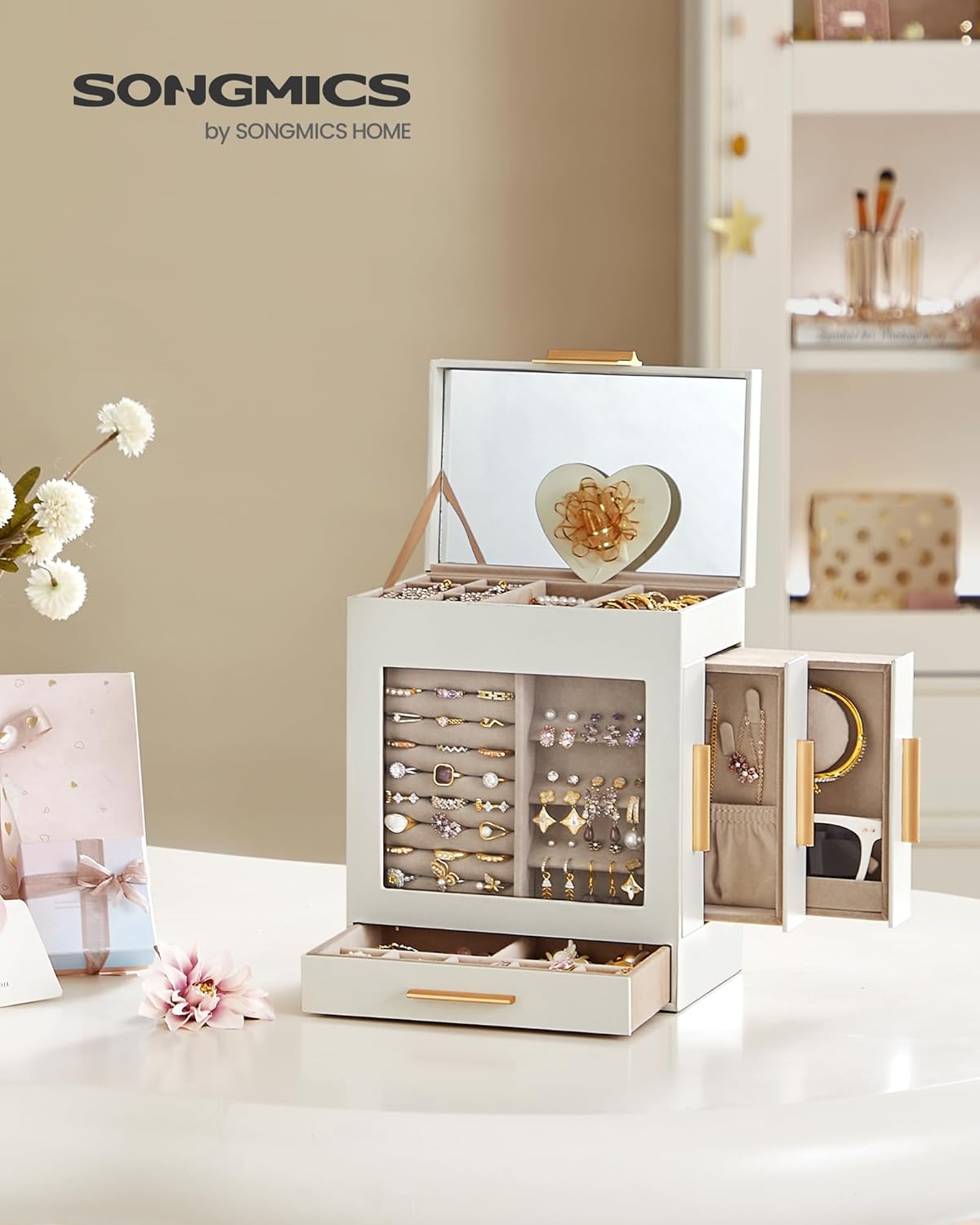 SONGMICS Jewellery Box with Glass Window