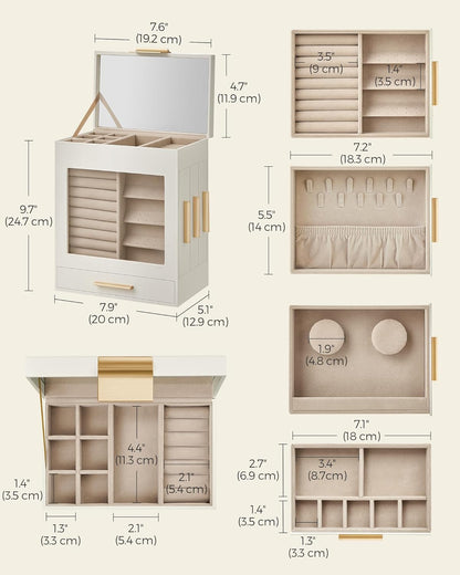 SONGMICS Jewellery Box with Glass Window