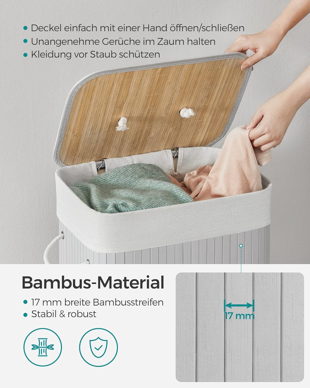 SONGMICS Laundry Basket with Lid