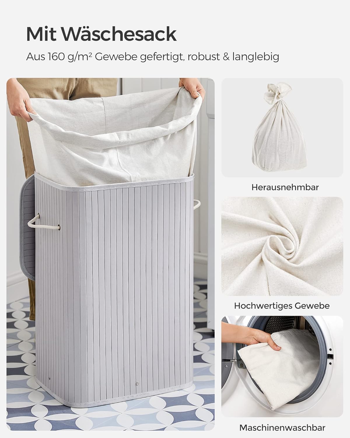 SONGMICS Laundry Basket with Lid