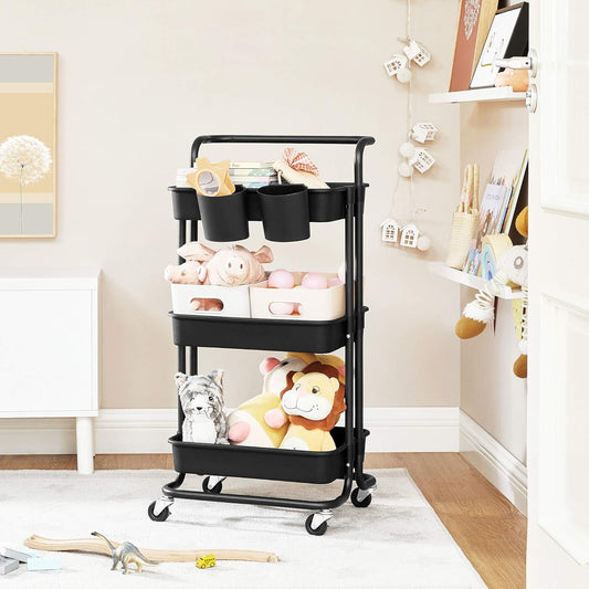 SONGMICS Rolling Cart, 3-Tier Storage Cart Trolley