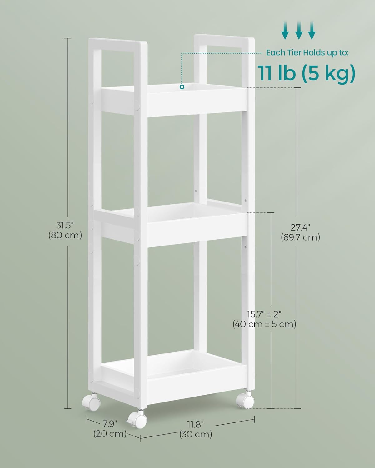 SONGMICS Small Shelf Storage Unit on Wheels