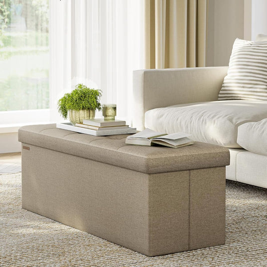 SONGMICS Folding Storage Ottoman Bench