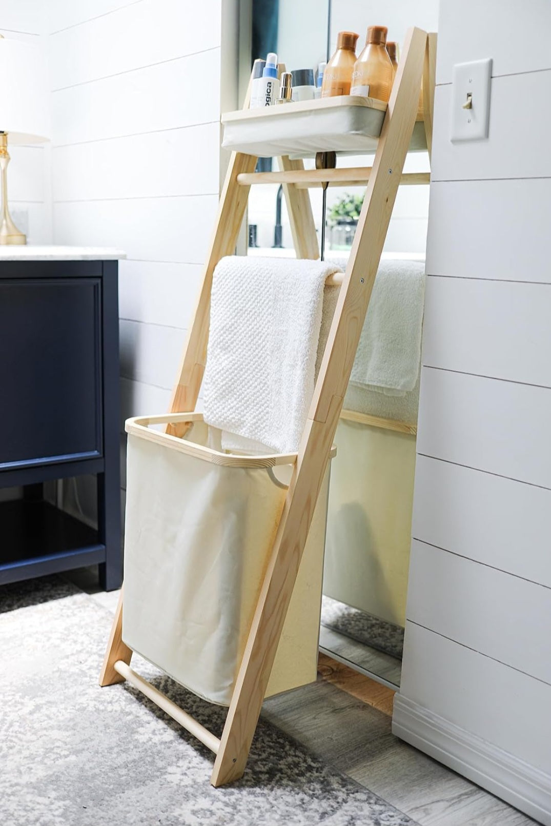 Bamboo Hanging Laundry Basket White