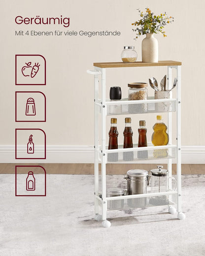 VASAGLE 4-Shelf Trolley