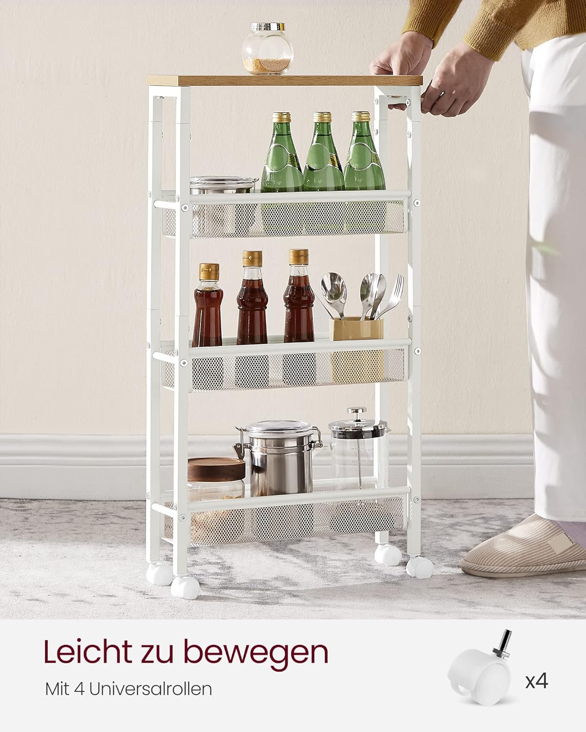 VASAGLE 4-Shelf Trolley