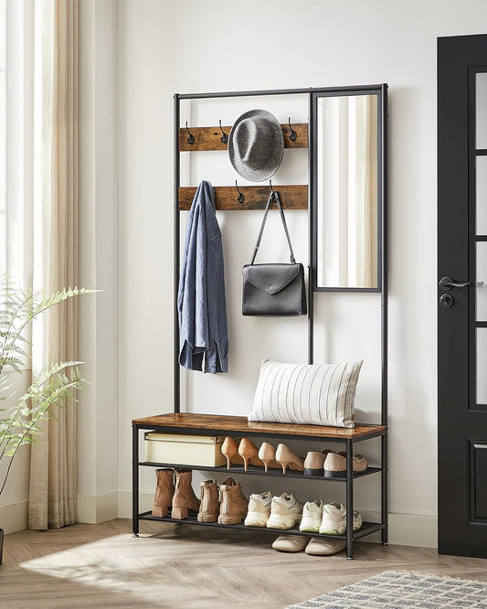 VASAGLE Coat Clothes Rack with Shoe Storage