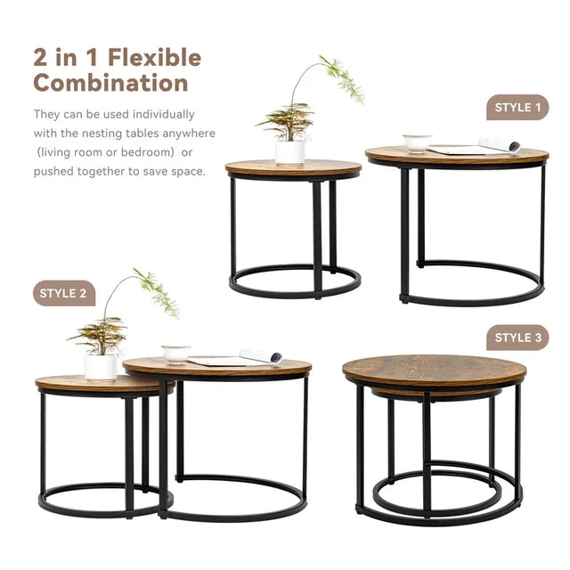 Hawsaiy 2-in-1 Nesting Coffee Table Set FU02001YL