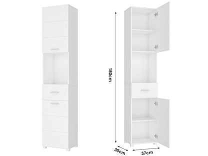 Homfa White Bathroom Storage Cabinet with Doors and Shelves, Modern Wood Style