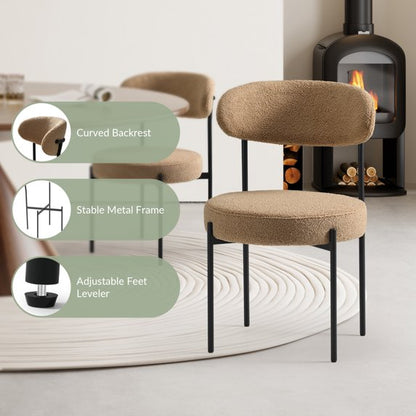 WestinTrends Alexandria Mid-Century Modern Upholstered Sherpa Round Dining Chairs Set of 4