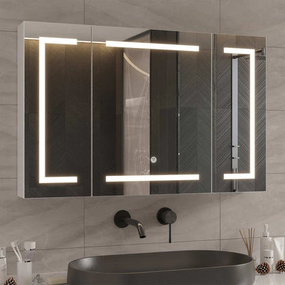 Bathroom Mirror Cabinet with LED Lighting and Socket