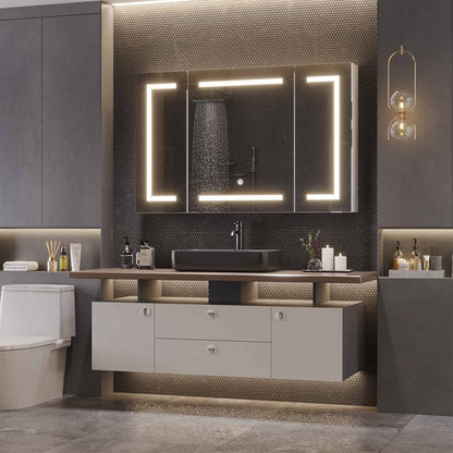 Bathroom Mirror Cabinet with LED Lighting and Socket