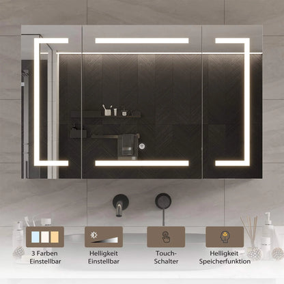 Bathroom Mirror Cabinet with LED Lighting and Socket