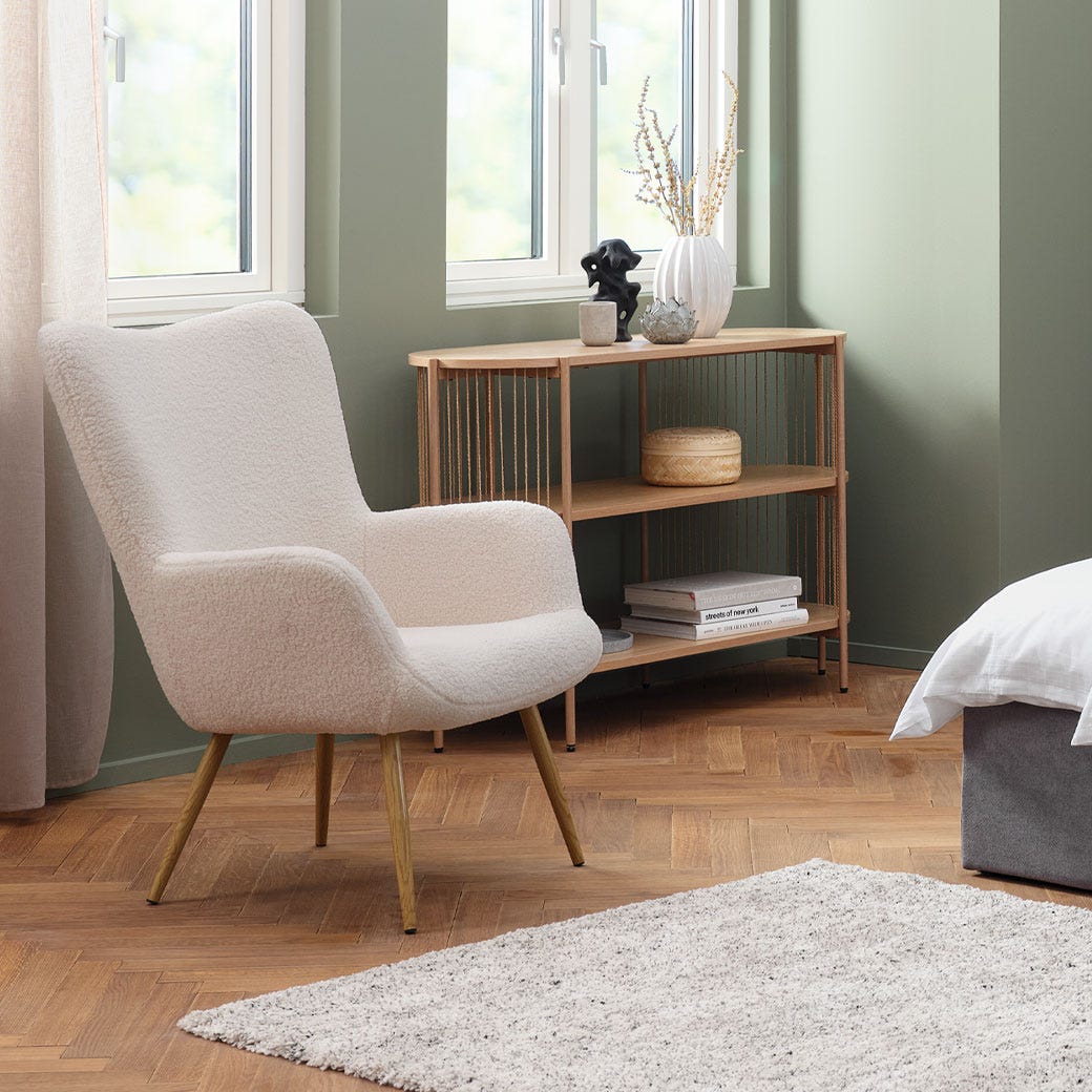 Yaheetech Modern Armchair Sherpa Fabric