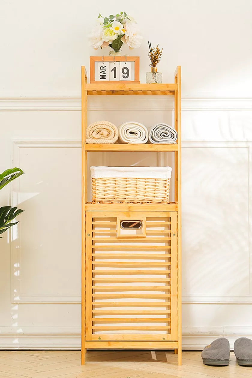 Bamboo Laundry Hamper Basket with Liner Bag Storage