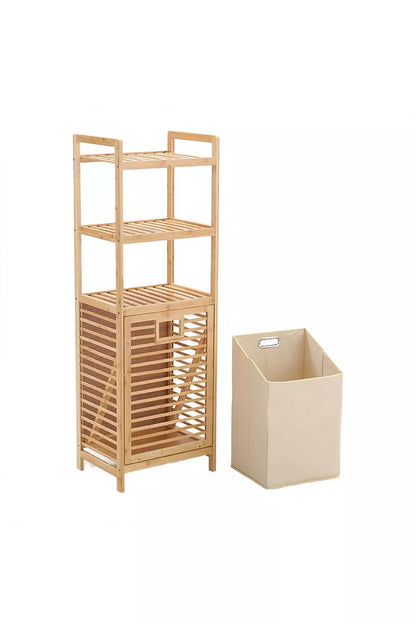 Bamboo Laundry Hamper Basket with Liner Bag Storage