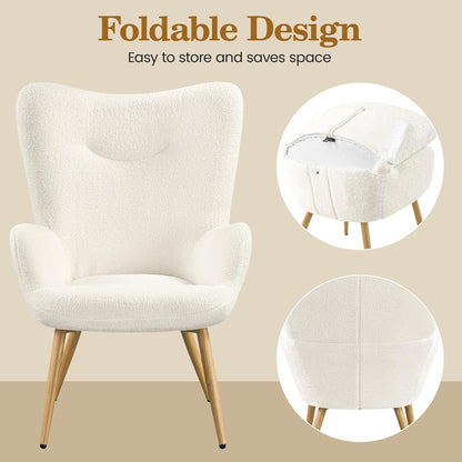 Yaheetech Modern Armchair Sherpa Fabric