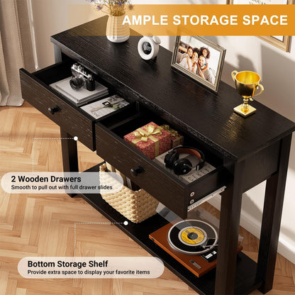 Console Table with 2 Wood Drawers HE-NCFCTSFBZ-32 BLACK