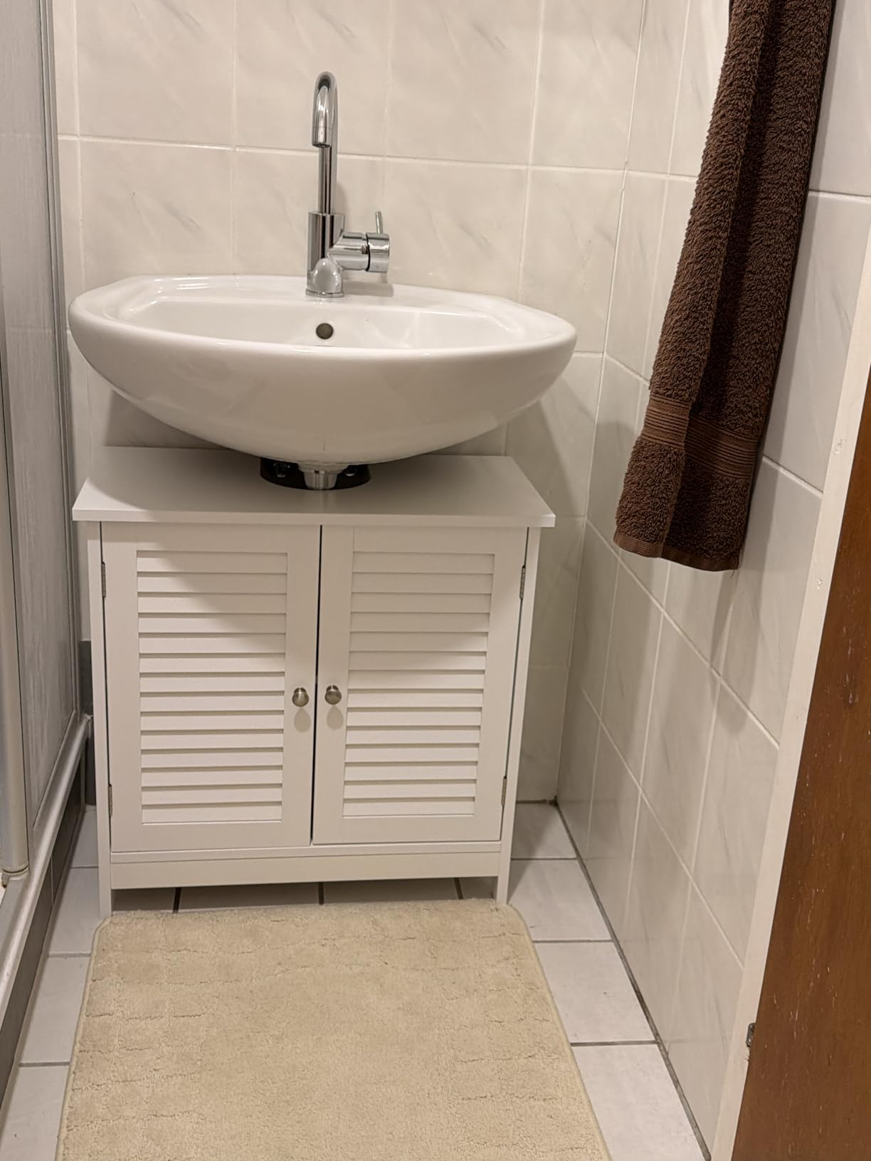 Vasagle BBC05WT Scandinavian Style Bathroom Cabinet, Undersink