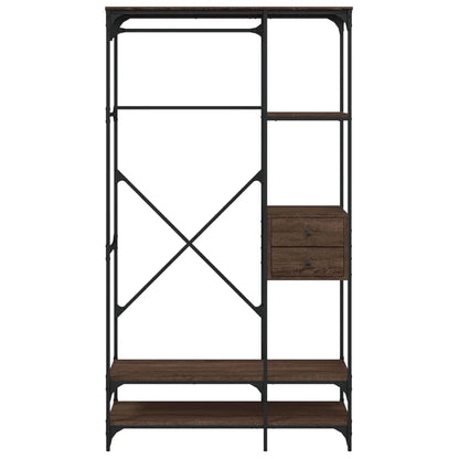 Clothes Rack Brown Oak Engineered Wood, Metal Compact