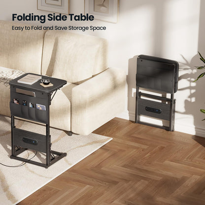 HLDIRECT Foldable C-Shaped Side Table
