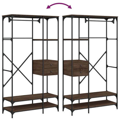 Clothes Rack Brown Oak Engineered Wood, Metal Compact