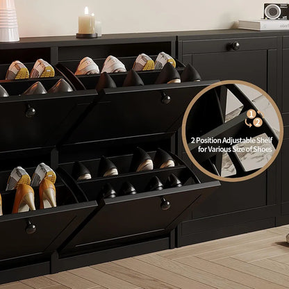 VOWNER Shoe Cabinet with 4 Flip Drawers
