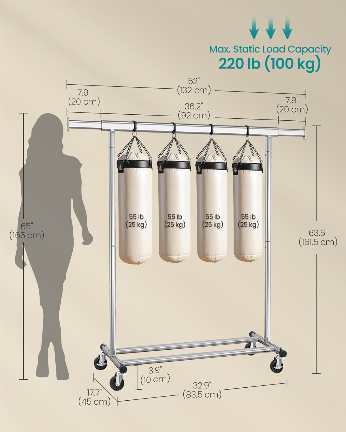 SONGMICS Clothes Rack with Wheels