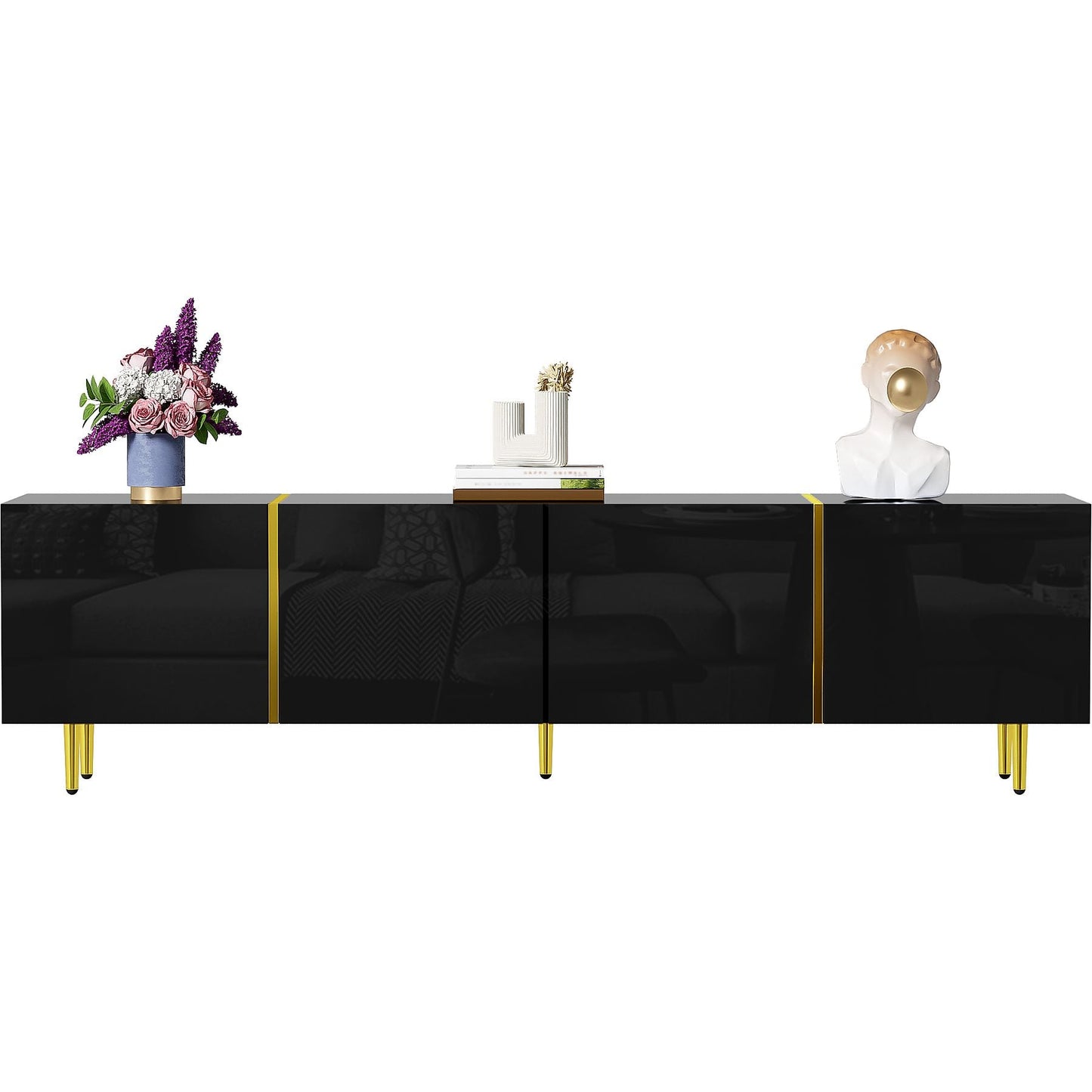 MURUL Mobile TV Stand Black Gold