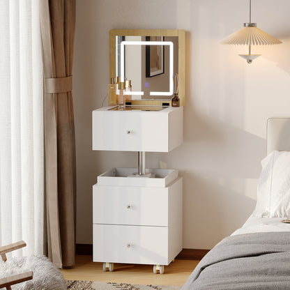 Modern Lift-Top Vanity With Smart Mirror & 6-Compartment Drawers
