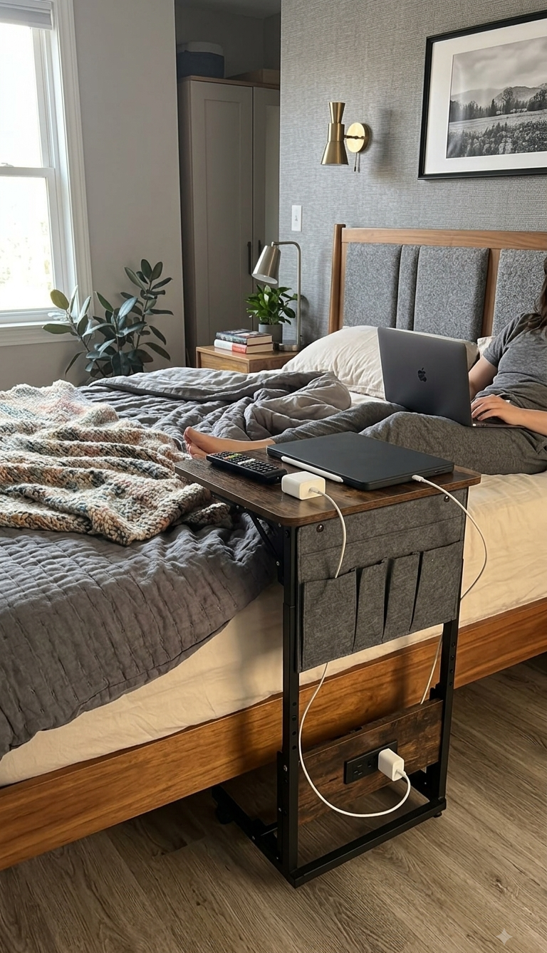 HLDIRECT Foldable C-Shaped Side Table