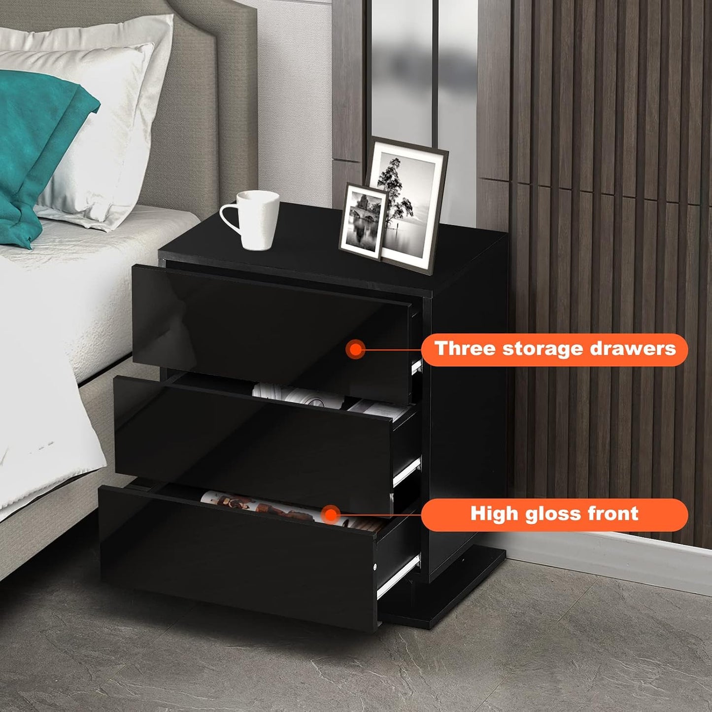 Bedside Table with LED Lights