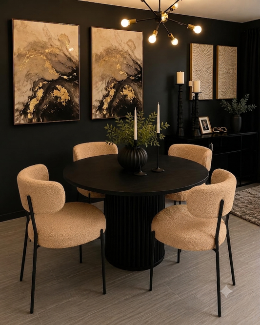 WestinTrends Alexandria Mid-Century Modern Upholstered Sherpa Round Dining Chairs Set of 4