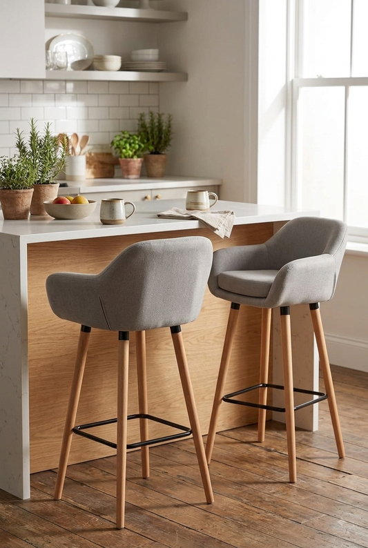 HOMCOM Scandinavian Design Bar Stools Set of 2