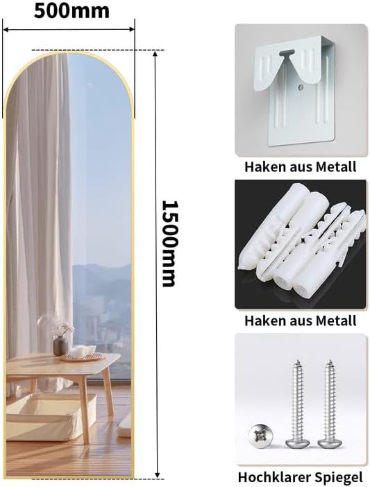 Gold Full Body Mirror Arch 50 x 150 cm