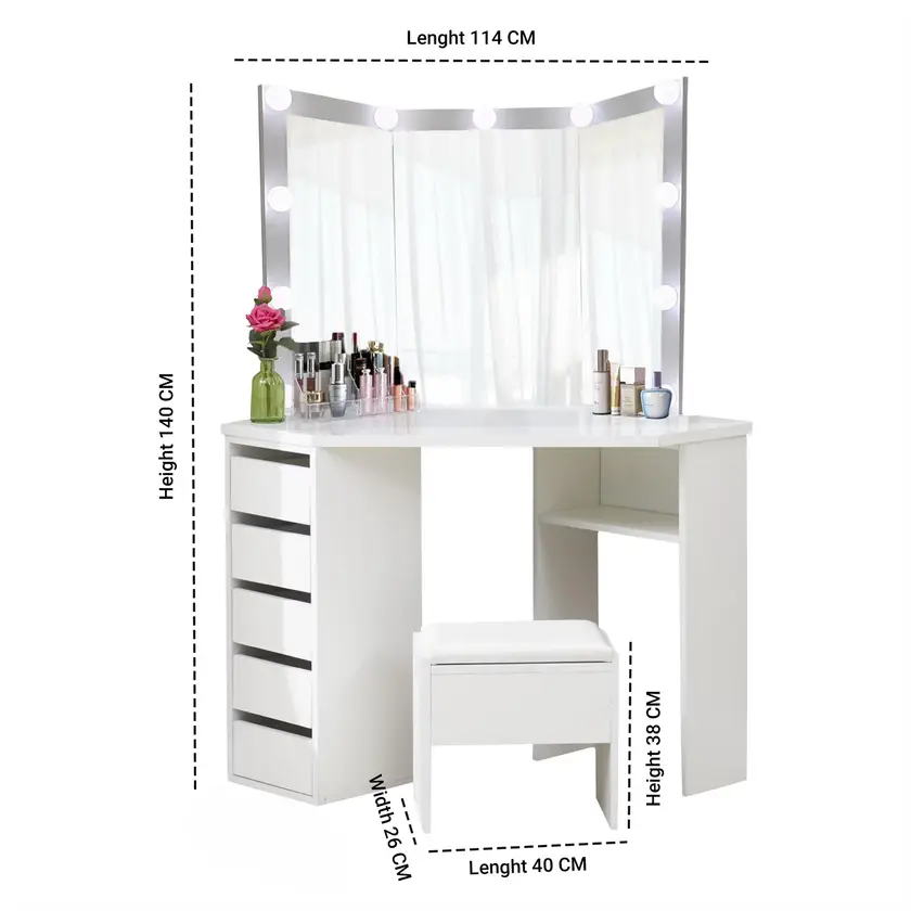 The Roze corner vanity table